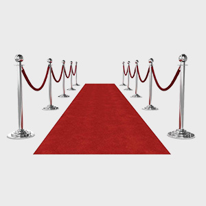 Rote Teppich mit Silberen Stehern